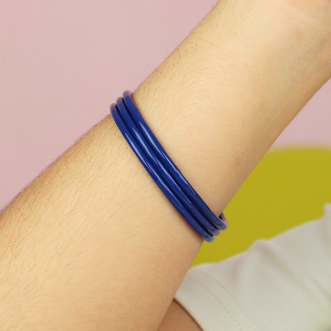 Bangles Iza Línea Exclusiva de Y - esmaltado - diferentes tamaños - beige o azul - 3pcs