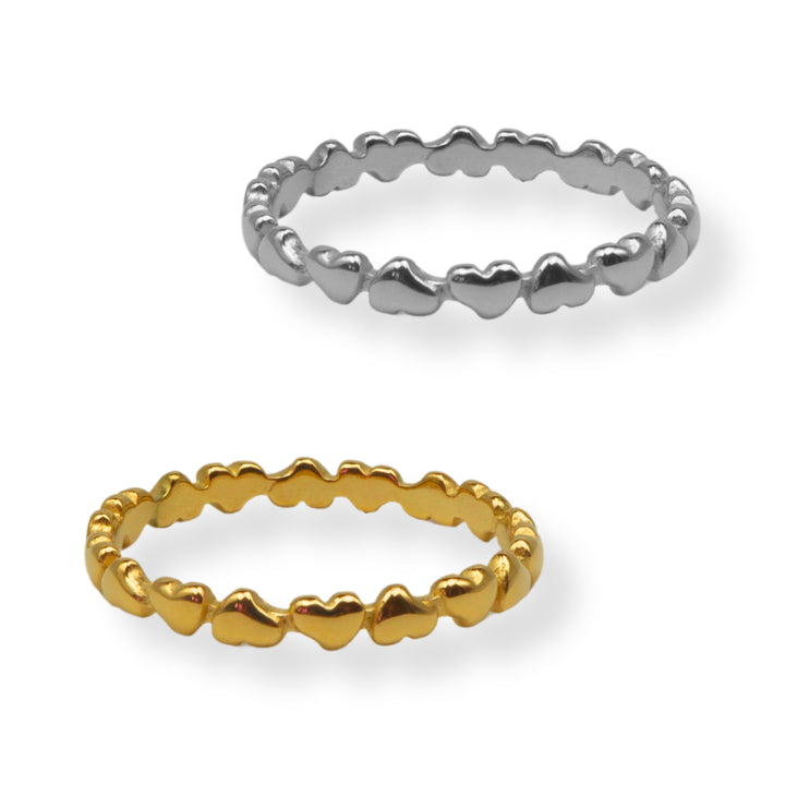 Sortija Maritza - corazones pequeños - oro o plata - size 5 a 11