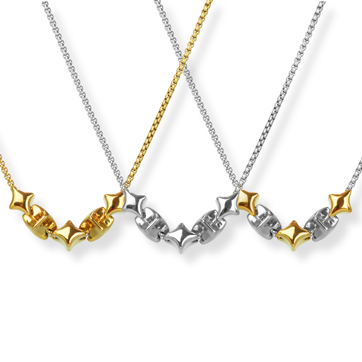 Collar Línea Exclusiva de Y - 5 charms - ajustable - varias maneras de uso - oro, plata, doble tono