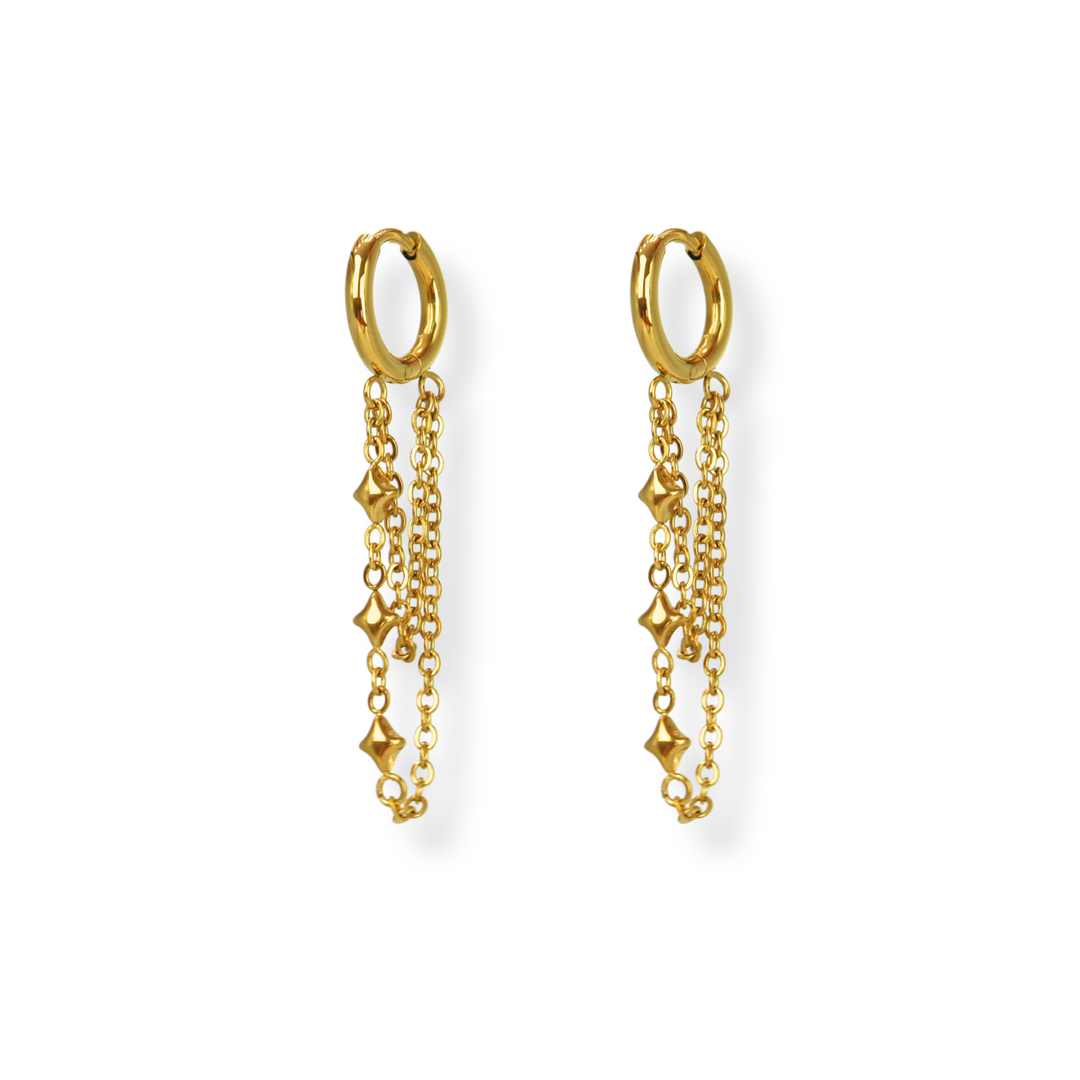 Aretes Línea Exclusiva de Y - Hoops (argollas) con cadenas - oro o plata