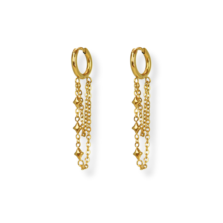 Aretes Línea Exclusiva de Y - Hoops (argollas) con cadenas - oro o plata