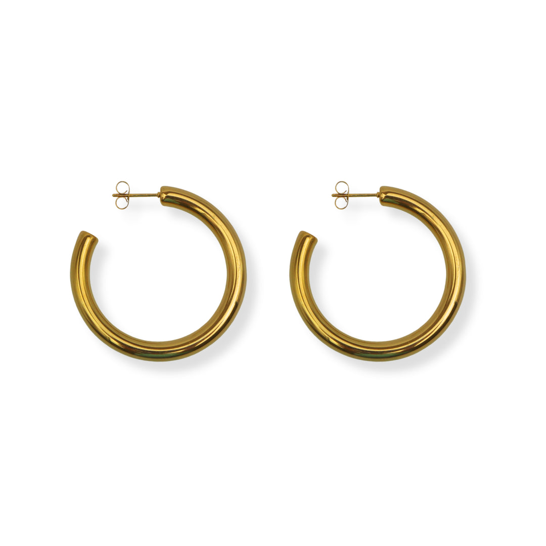 Aretes Evelyn - hoops clásicos - difentes tamaños - oro o plata - 1 par