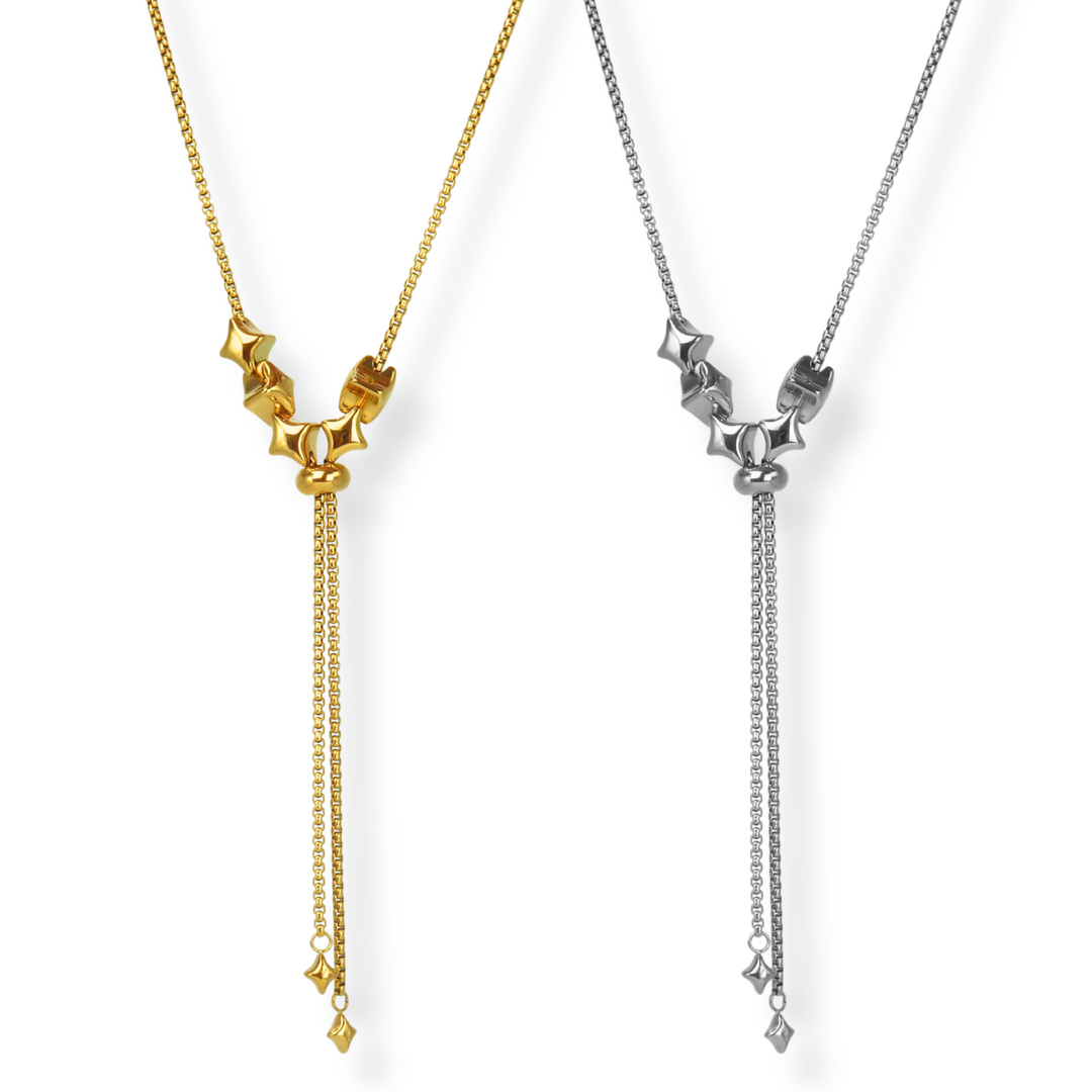Collar Línea Exclusiva de Y - 5 charms - ajustable - varias maneras de uso - oro o plata