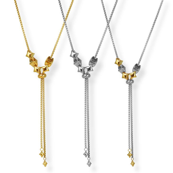 Collar Línea Exclusiva de Y - 5 charms - ajustable - varias maneras de uso - oro, plata, doble tono