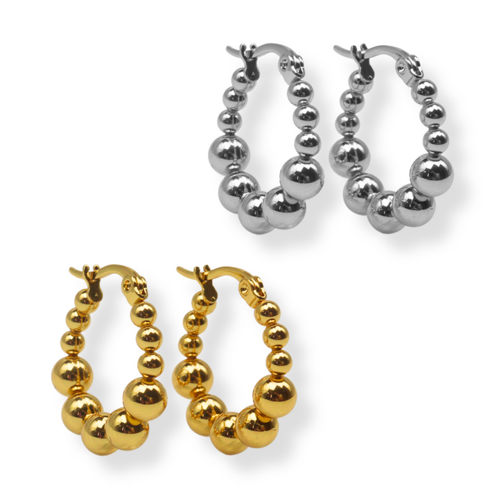 Aretes Priscila - hoops - bolitas - oro o plata