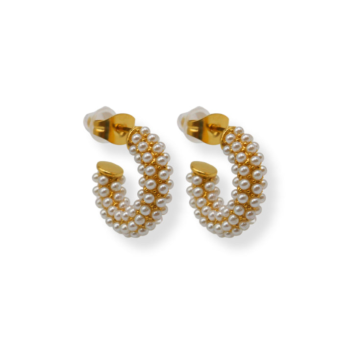 Aretes Rosalin - hoops - perlas - oro