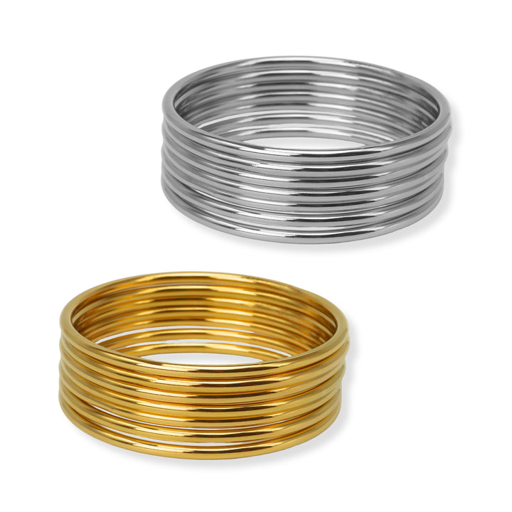 Bangles Iza - sólidas y lisas - oro o plata - diferentes tamaños - 7pcs