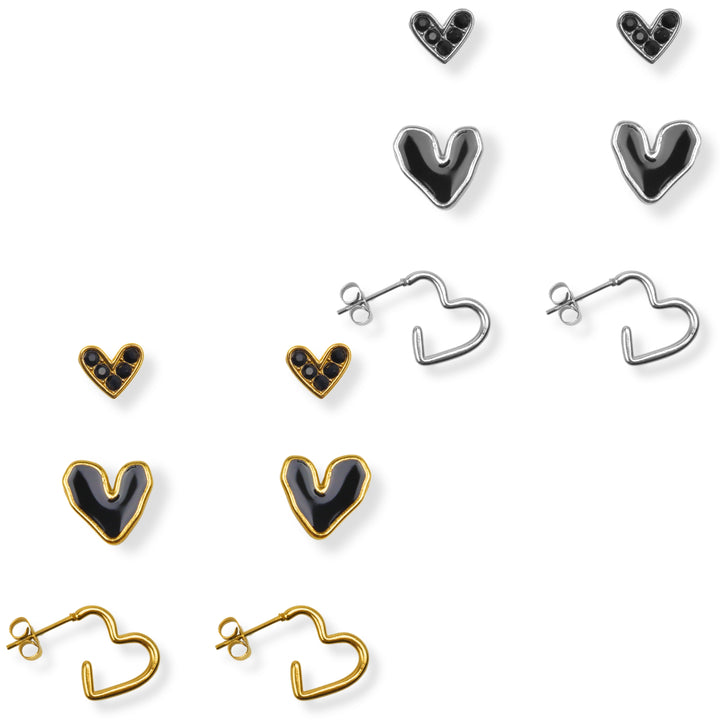 Set mini studs - corazones - oro o plata - 3 pares