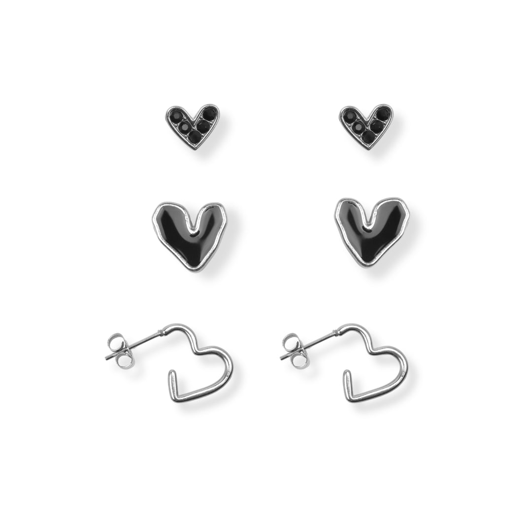 Set mini studs - corazones - oro o plata - 3 pares