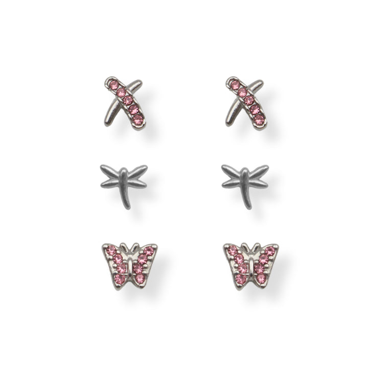 Set mini studs - mariposa - oro o plata - 3 pares