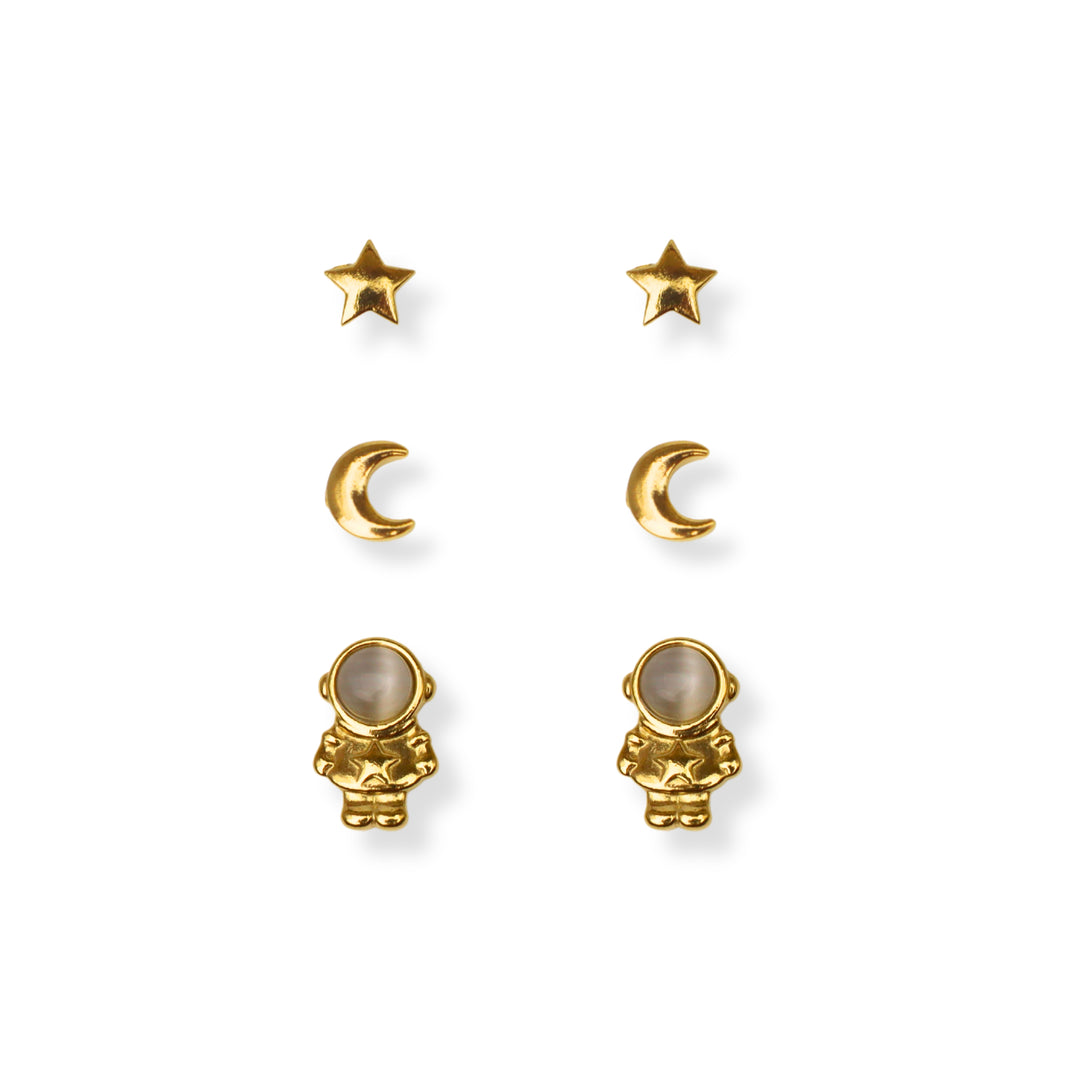 Set mini studs - luna - oro o plata - 3 pares