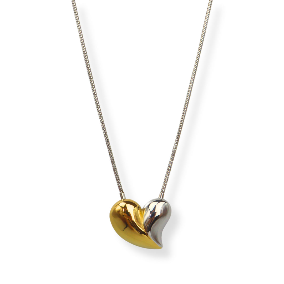 Collar Ana - corazón - chunky - doble tono