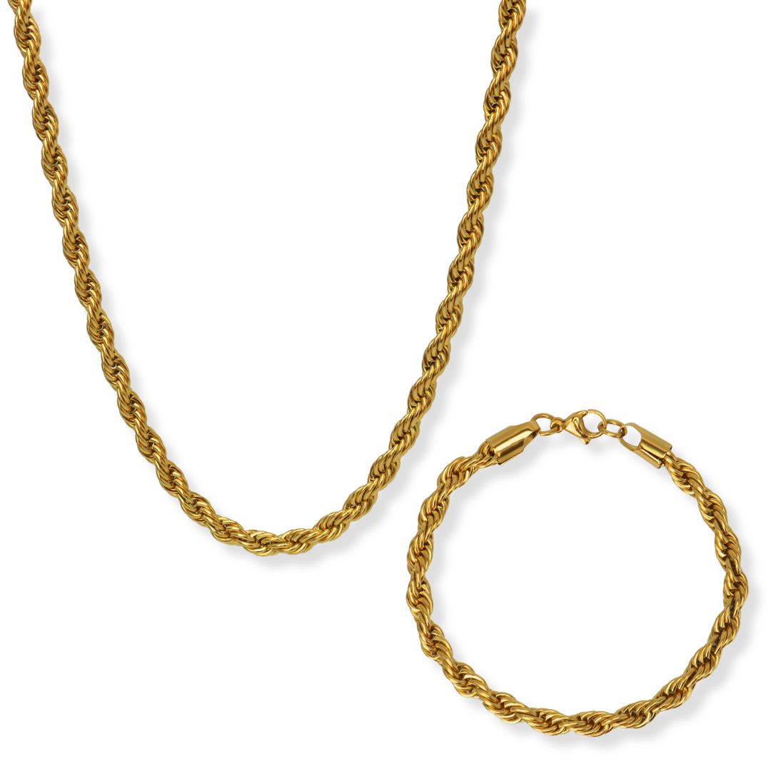 Conjunto 2 piezas rope chain - oro o plata - hombre