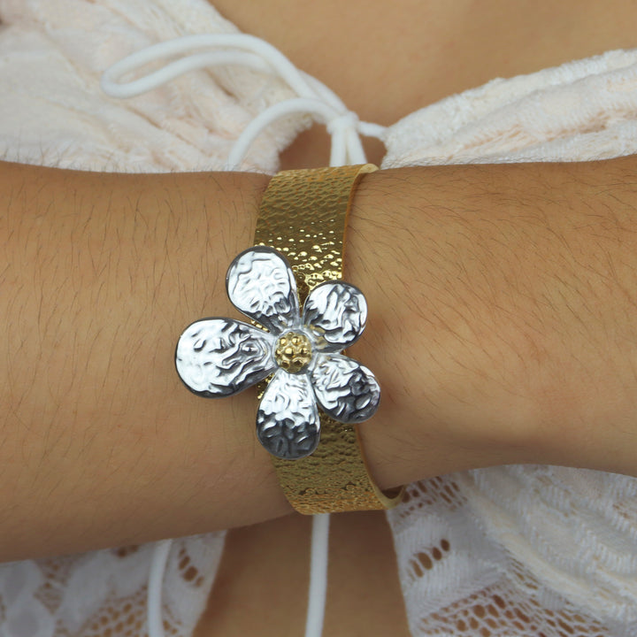 Bangle Dilia - flor doble tono