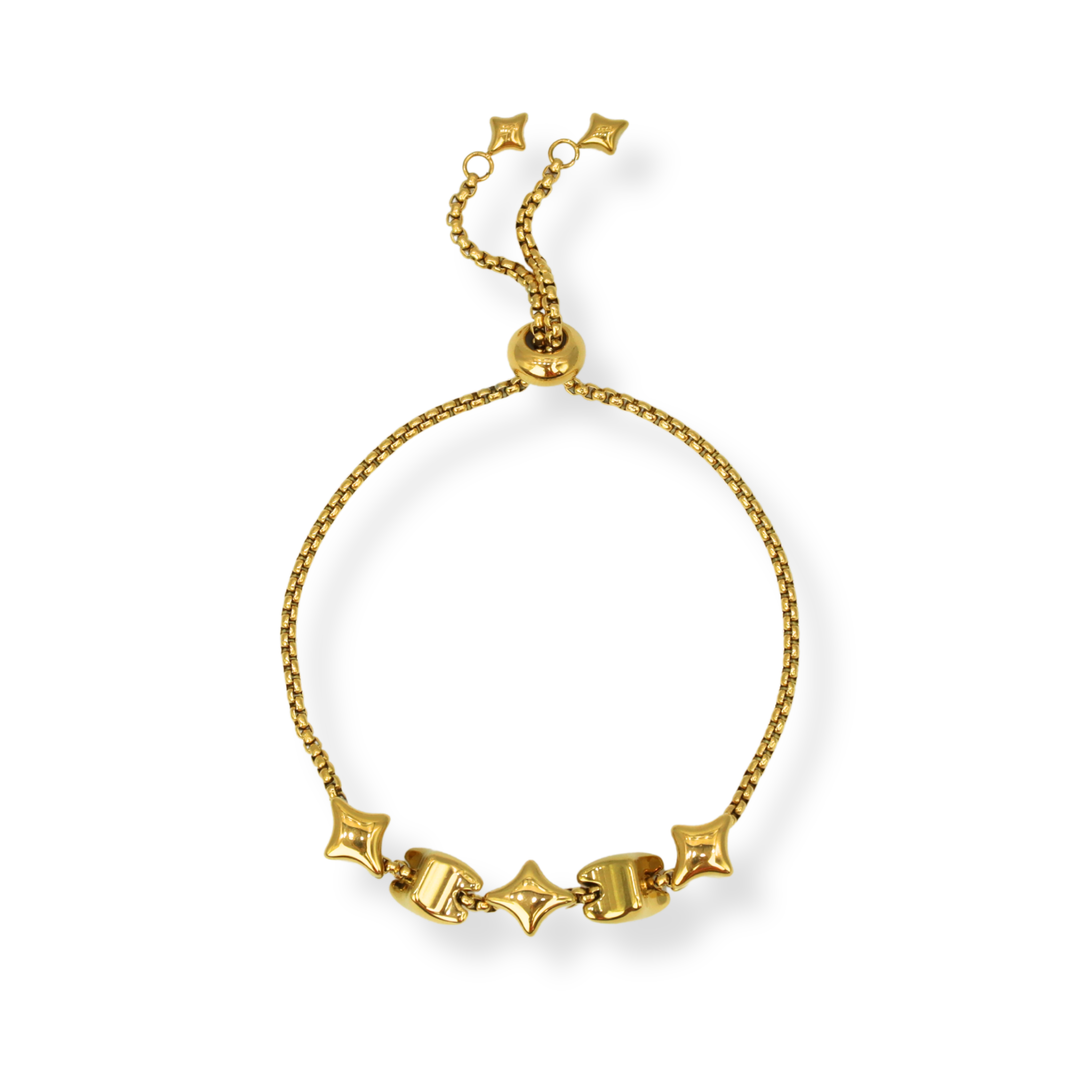 Pulsera Línea Exclusiva de Y - 5 charms - ajustable - oro o plata