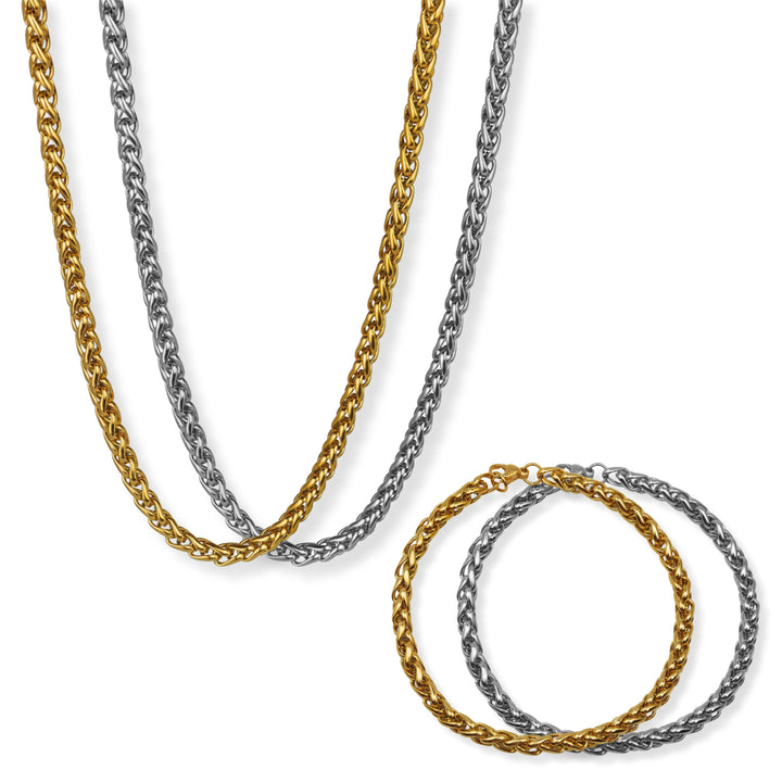 Conjunto 2 piezas - trigo 5mm - oro o plata - hombre