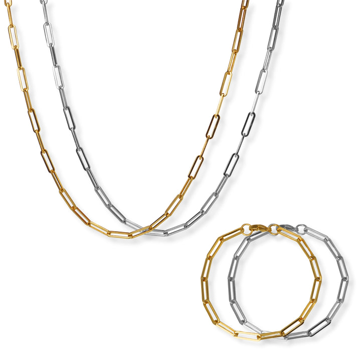 Conjunto 2 piezas paper clip - oro o plata - hombre