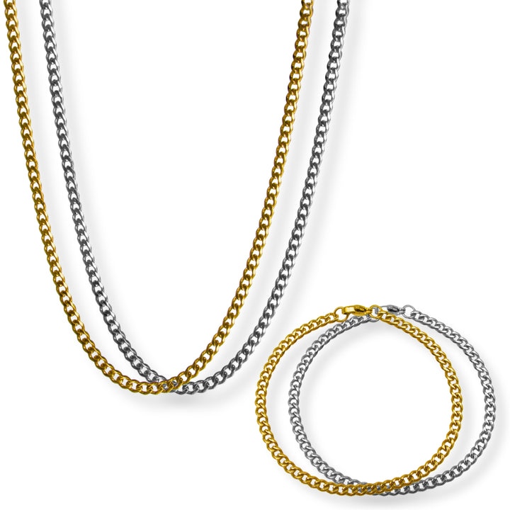 Conjunto 2 piezas - clásico 3mm - oro o plata - hombre