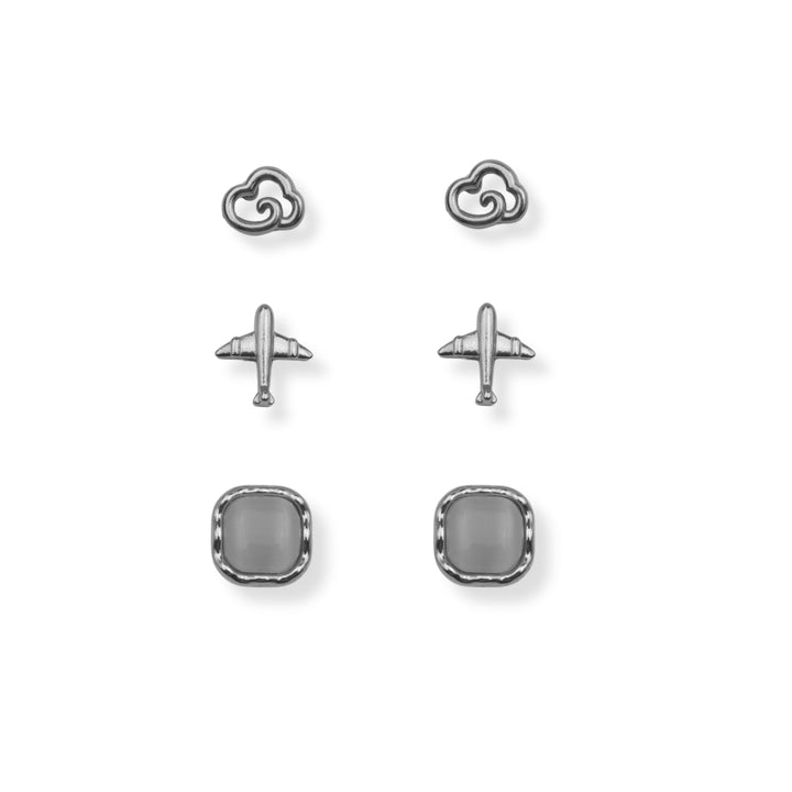 Set mini studs - viaje - oro o plata - 3 pares