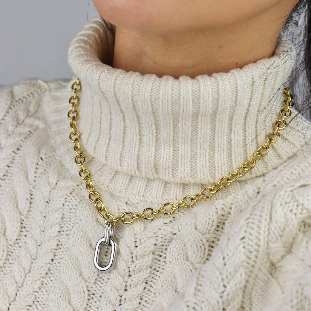 Collar Nayline - eslabones - doble tono