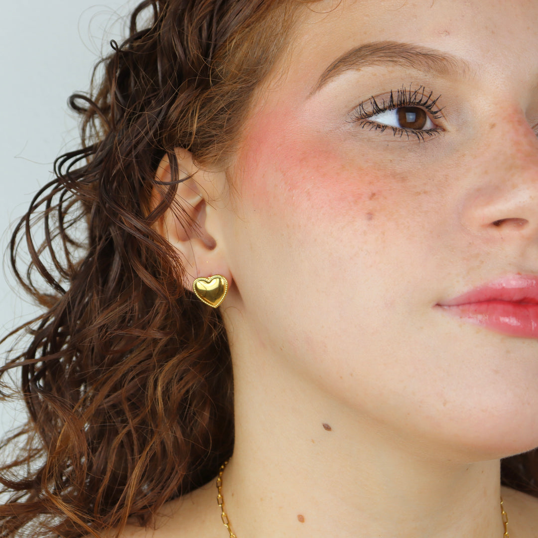Aretes Eitza - corazones - oro