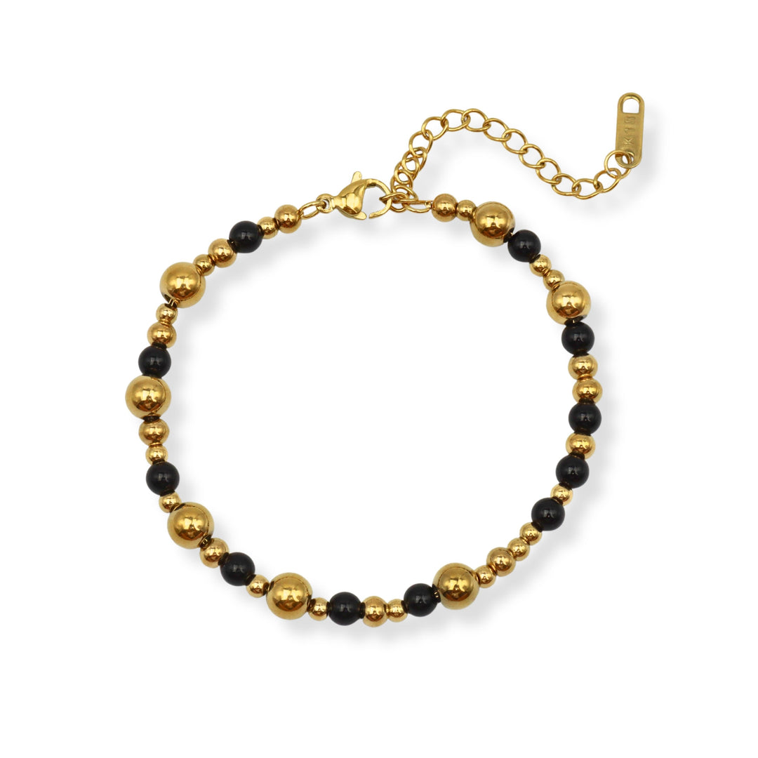 Pulsera Diana - bolitas - con negro o blanco