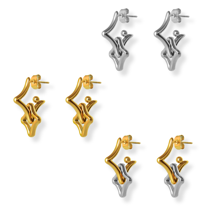 Aretes Línea Exclusiva de Y -  Dangle studs - oro, plata o doble tono