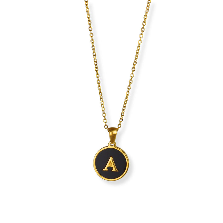 Collar con inicial - oro y negro - letras A a Z