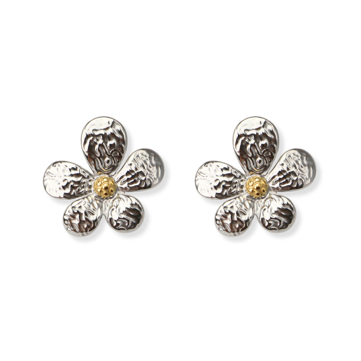 Aretes Dilia - flor doble tono - grandes