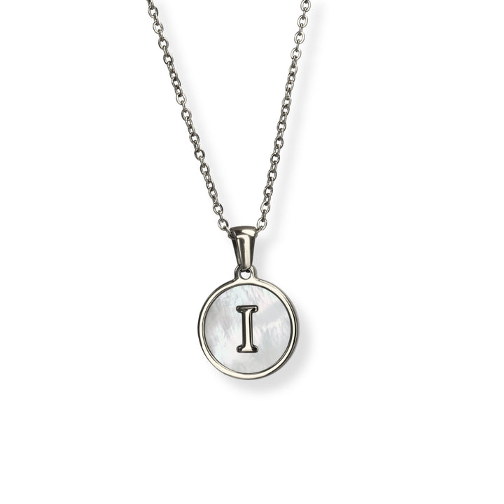 Collar con inicial - PLATA y blanco - letras A a Z