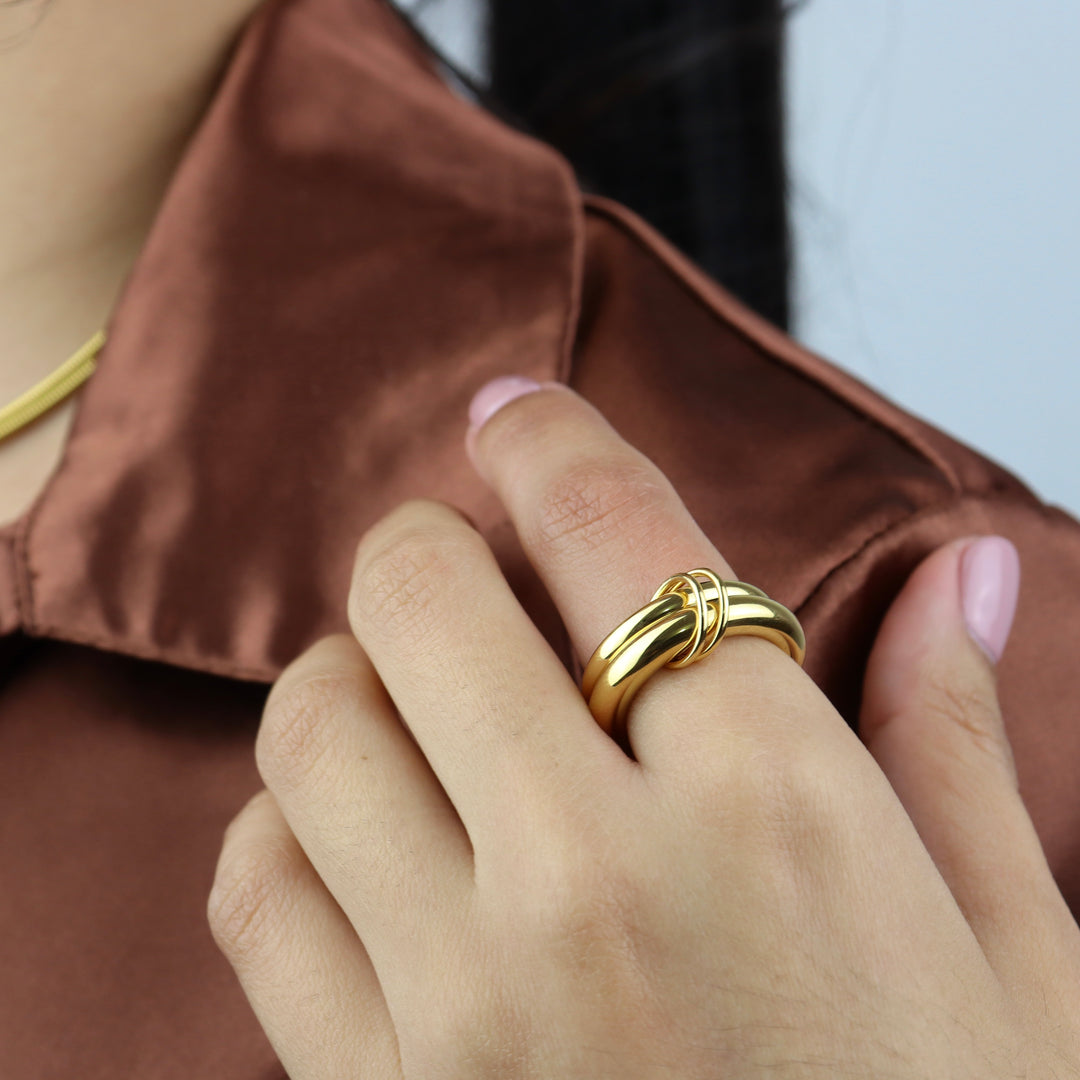 Sortija Loriann - doble aro - oro o doble tono - size 6 a 8