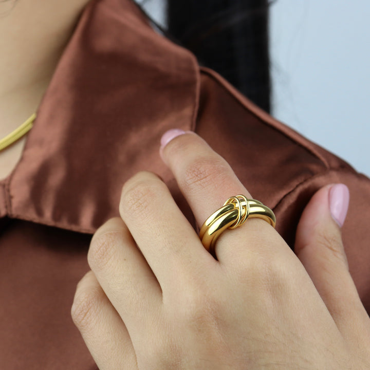 Sortija Loriann - doble aro - oro o doble tono - size 6 a 8