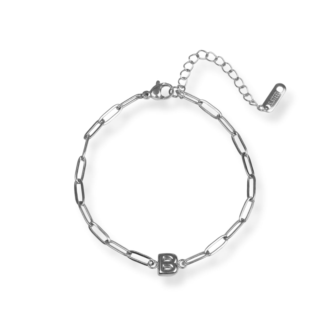 Pulsera con inicial nueva - letras A a Z - oro o plata