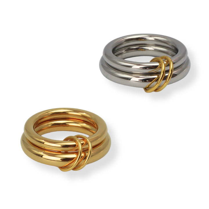 Sortija Loriann - doble aro - oro o doble tono - size 6 a 8