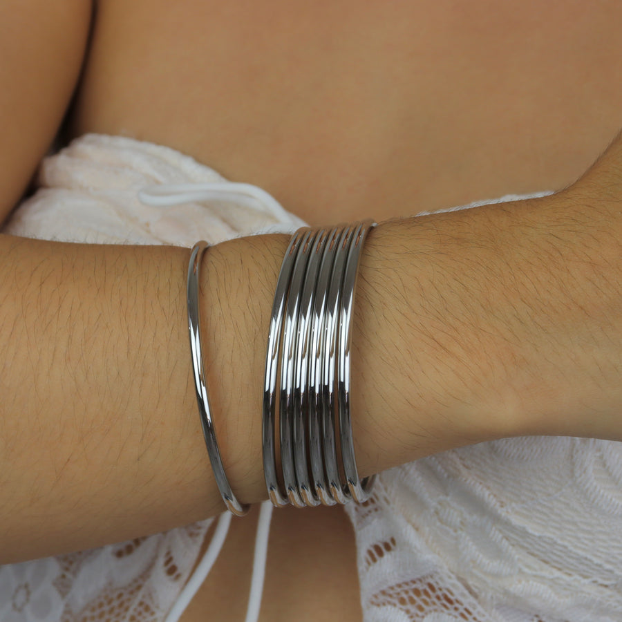 Bangles Iza - sólidas y lisas - oro o plata - diferentes tamaños - 7pc ...