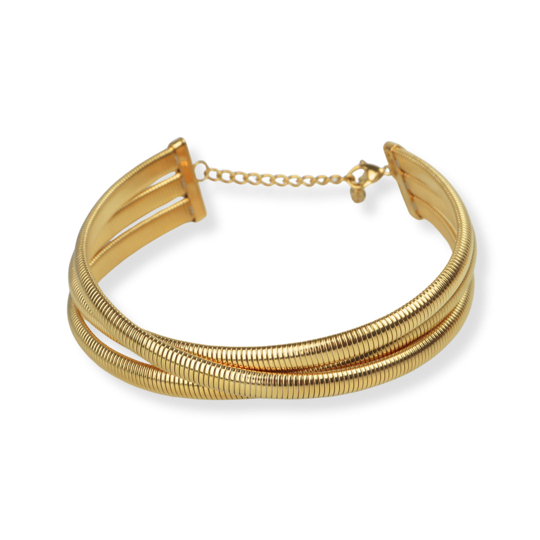 Choker Eleny - omega ancho - 3 lineas - oro o plata