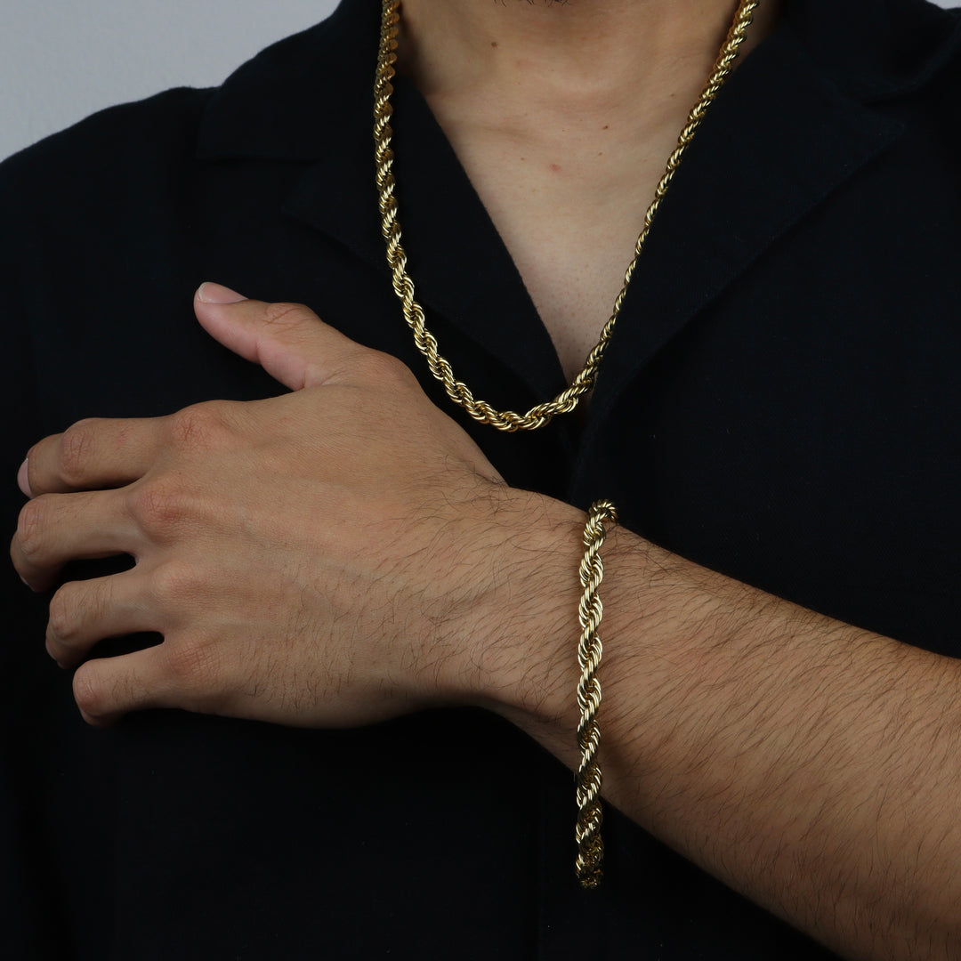 Conjunto 2 piezas rope chain - oro o plata - hombre