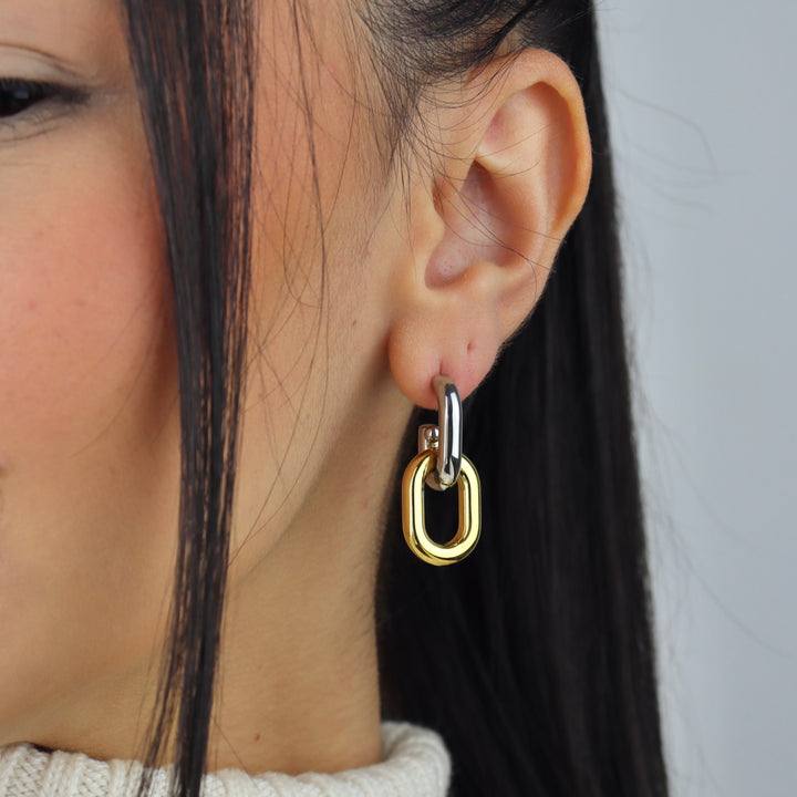 Aretes Nayline - eslabones - doble tono