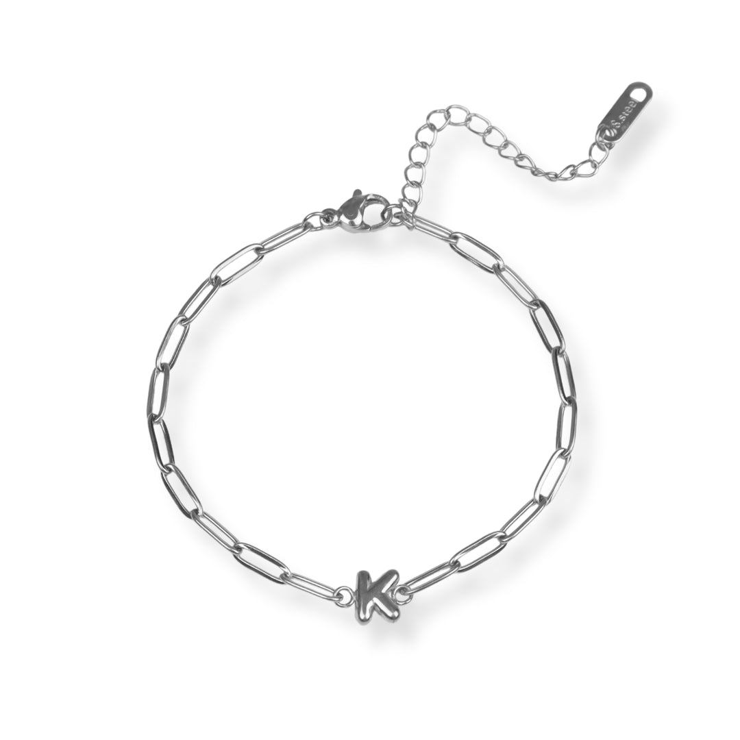 Pulsera con inicial nueva - letras A a Z - oro o plata