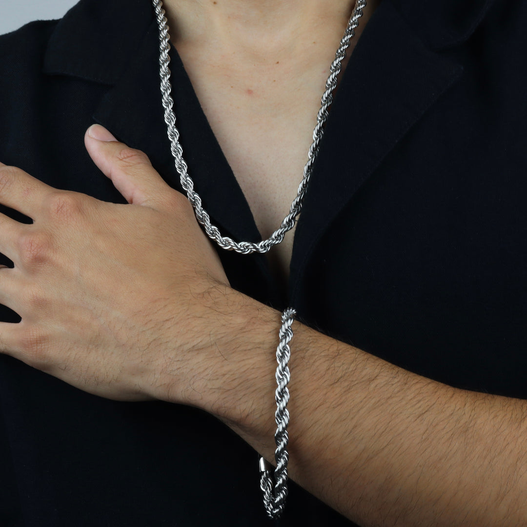 Conjunto 2 piezas rope chain - oro o plata - hombre