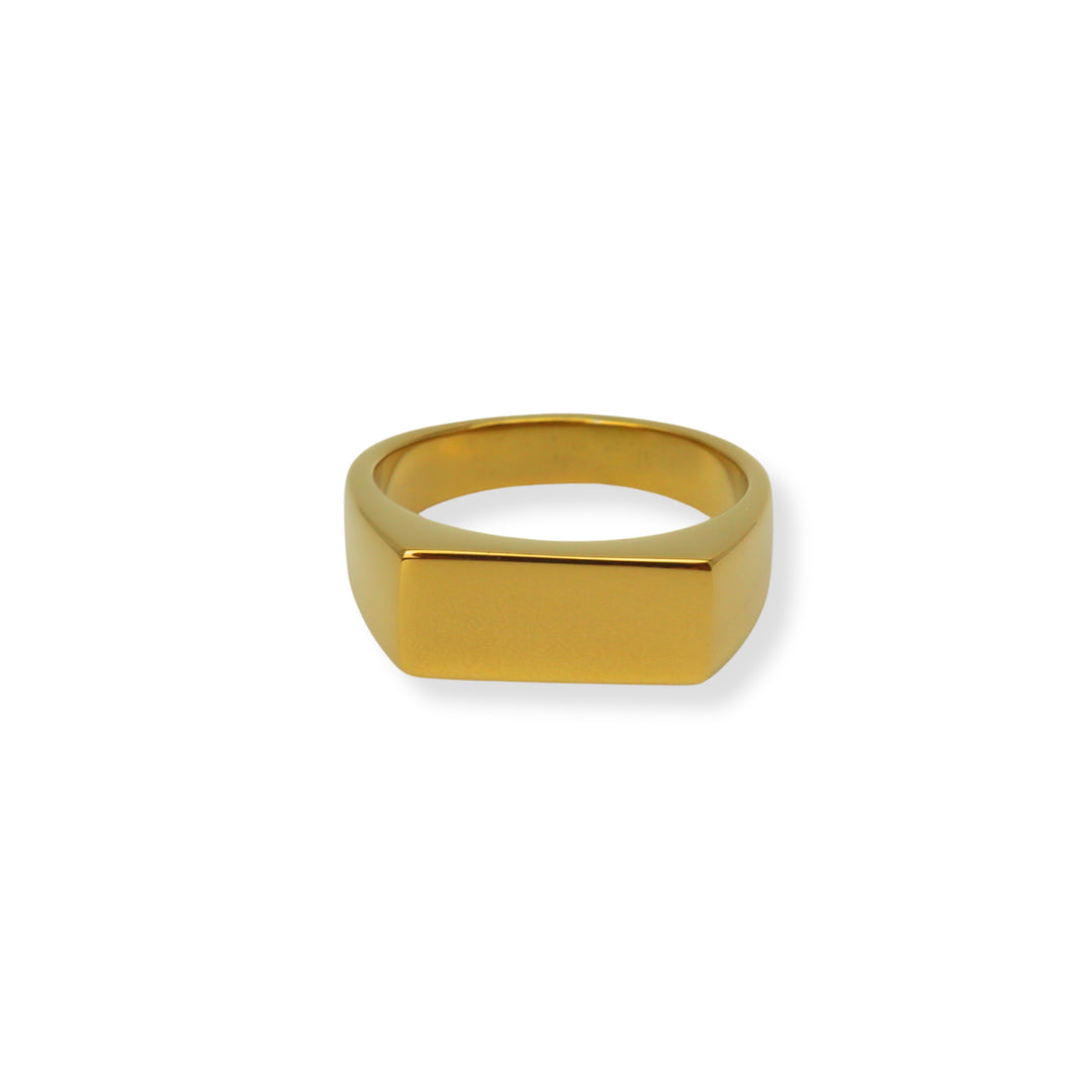 Sortija rectangular - size 7 a 12 - oro, plata o negro - hombre