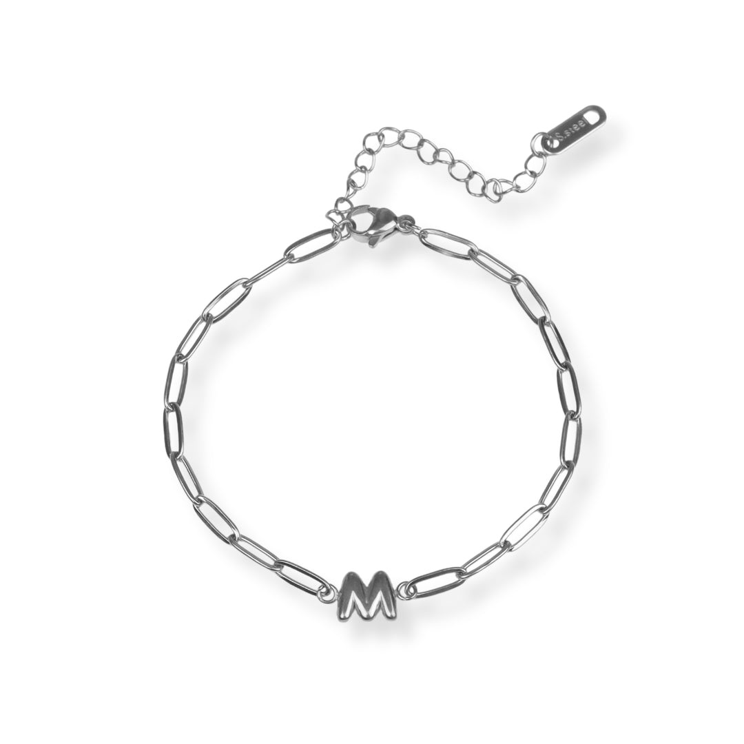 Pulsera con inicial nueva - letras A a Z - oro o plata