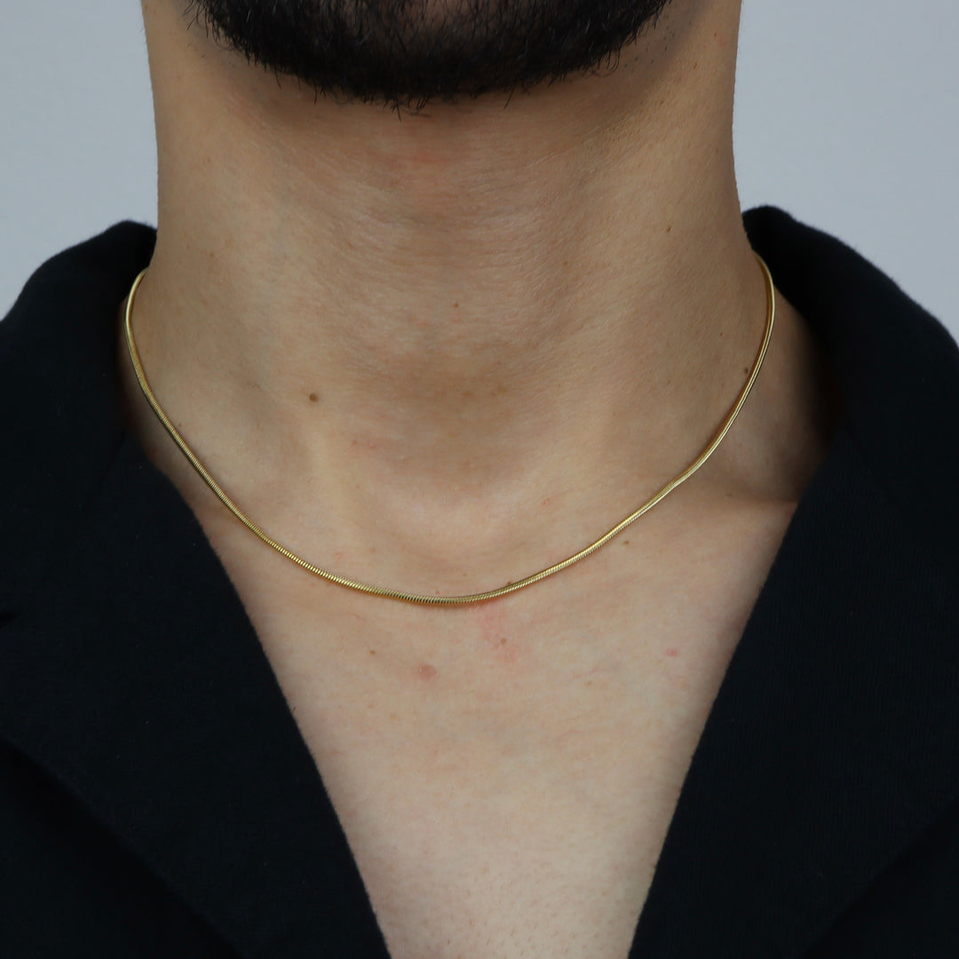 Collar snake chain delgado 1mm - oro o plata - hombre