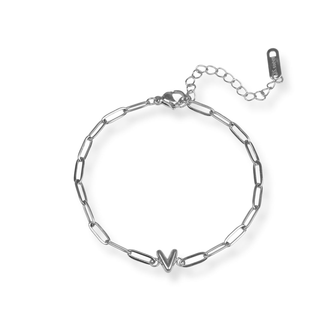 Pulsera con inicial nueva - letras A a Z - oro o plata