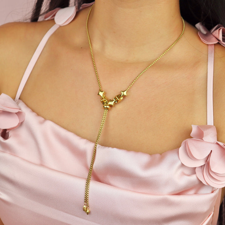 Collar Línea Exclusiva de Y - 5 charms - ajustable - varias maneras de uso - oro o plata