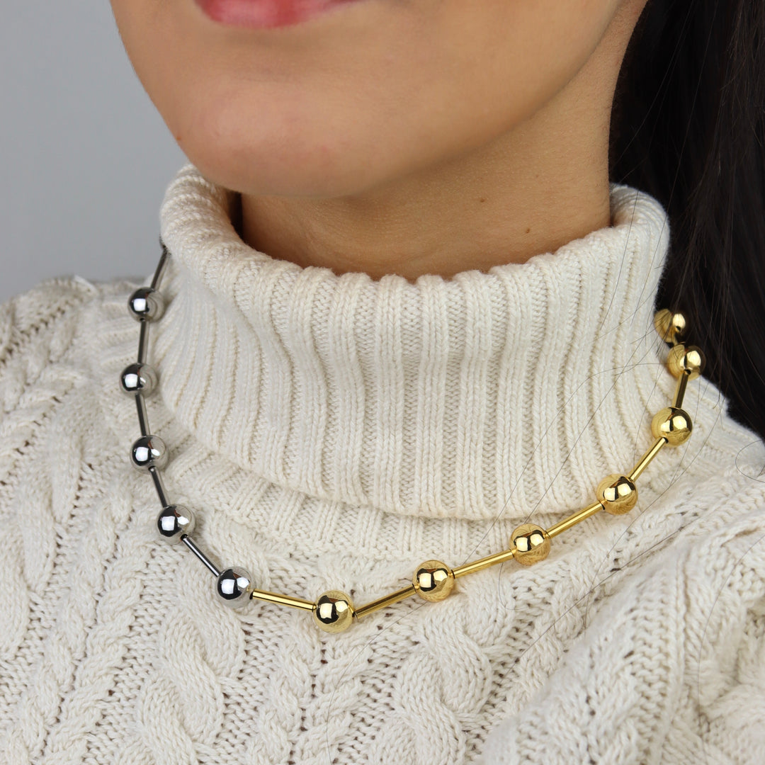 Collar Francis - bolitas - varias maneras de uso - doble tono