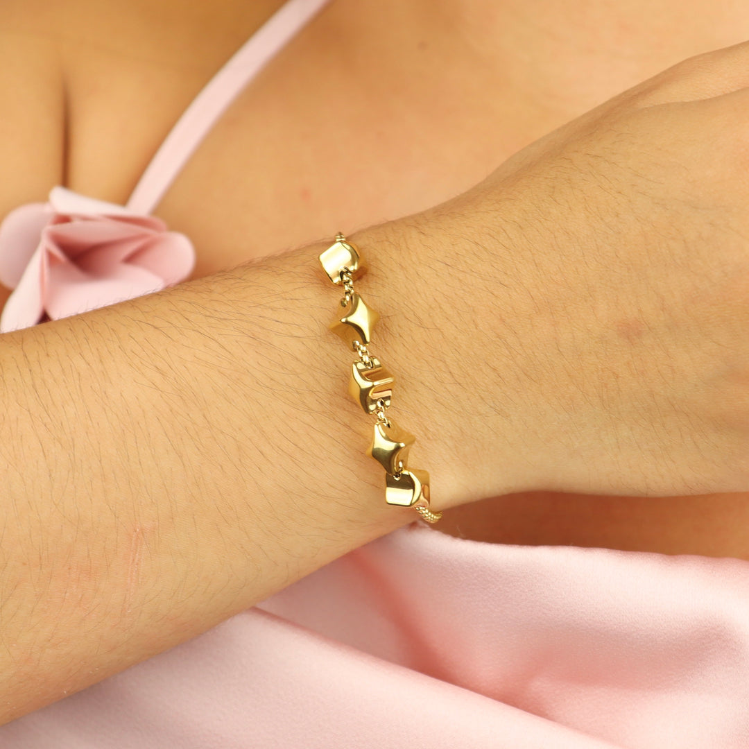 Pulsera Línea Exclusiva de Y - 5 charms - ajustable - oro o plata