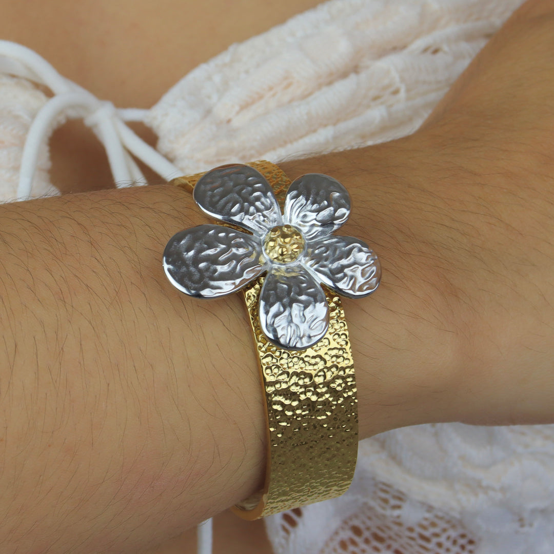 Bangle Dilia - flor doble tono