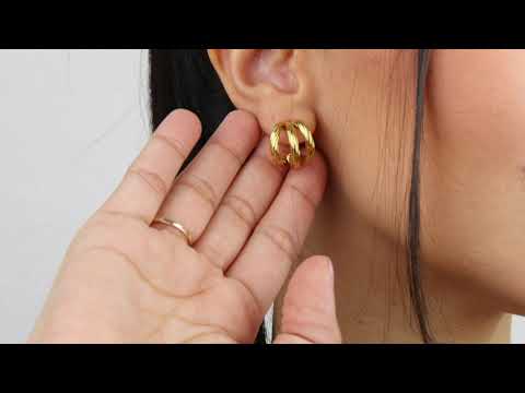 Aretes Clarissa - 3 líneas torcidas - oro o doble tono - 1 par