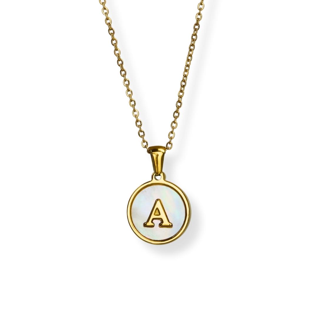 Collar con inicial - oro y blanco - letras A a Z